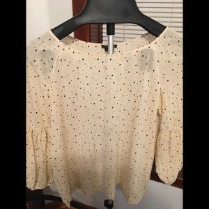 Ivory polka dot puff sleeve blouse